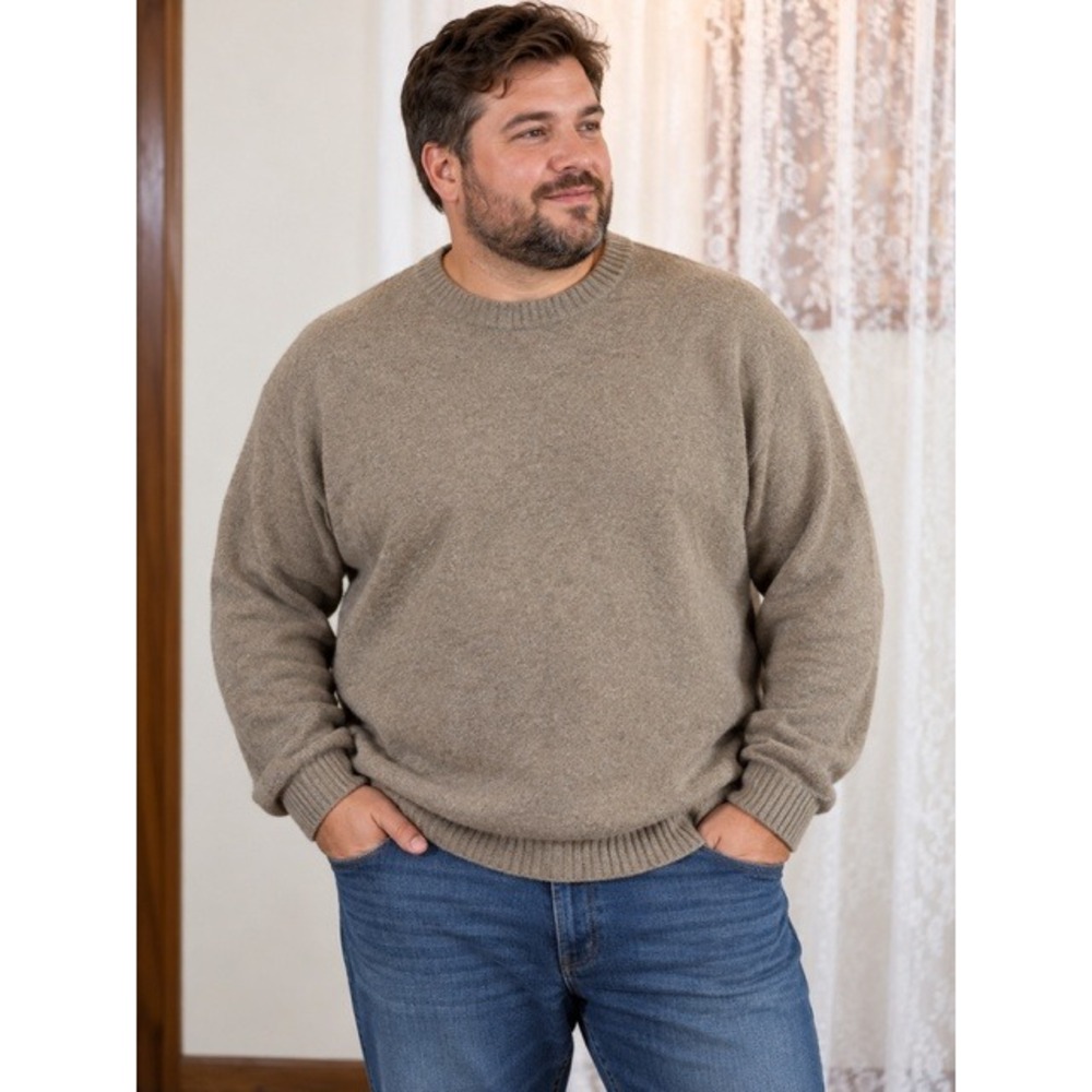 J.Crew Extra-Soft Crewneck Sweater Mens XXL Heathered Oatmeal Tan Wool Blend